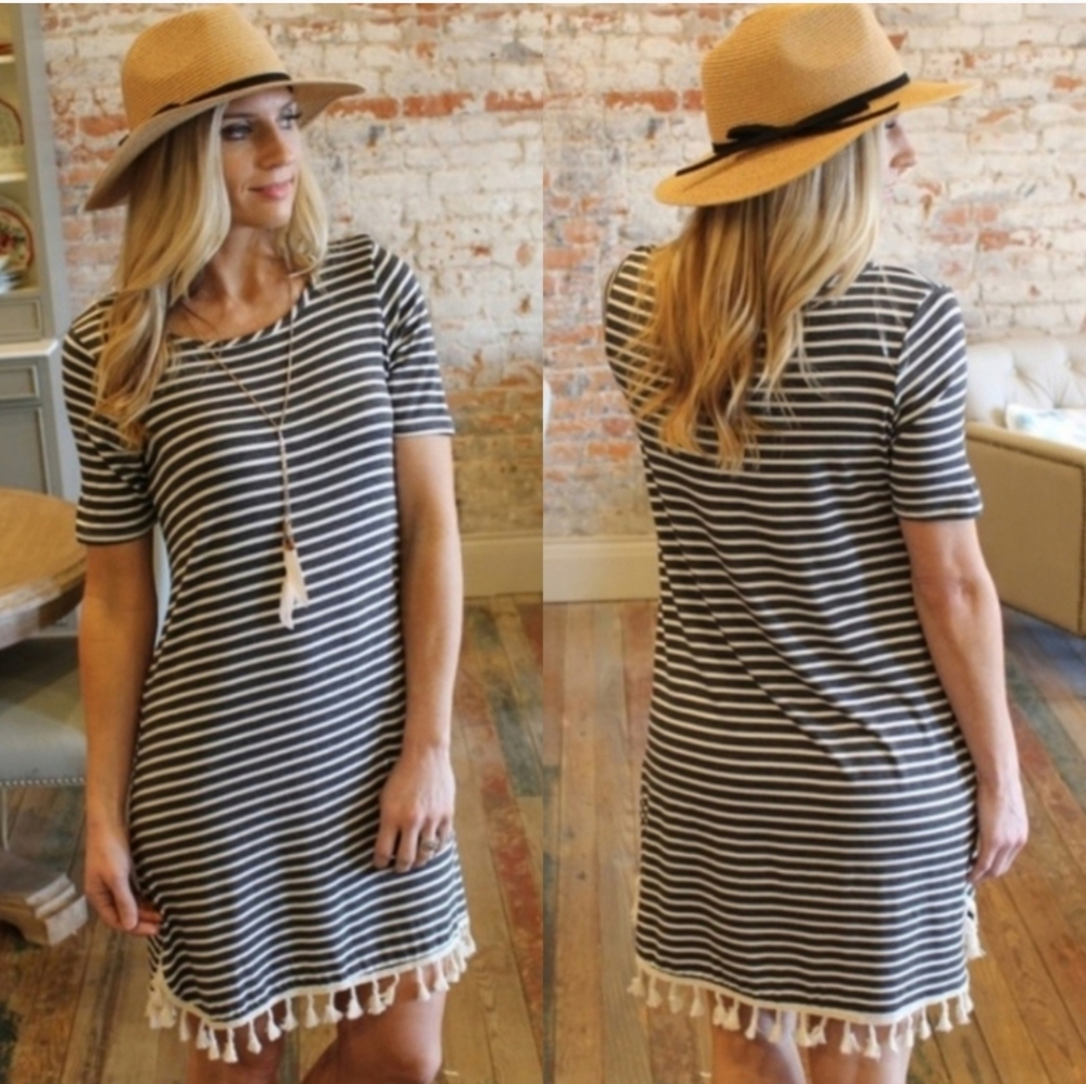 Striped Tassle Hem Dress